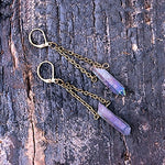 Raw Rainbow Quartz Crystal Drop Earrings
