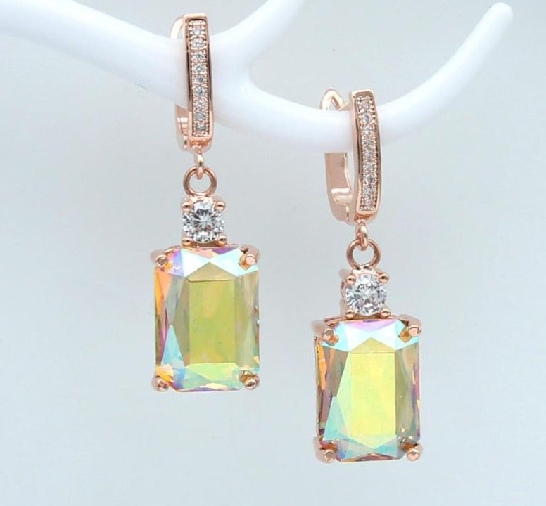 Crystal 585 Rose Gold Dangle Earrings