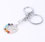 Reiki 7 Chakra Stones Keychain Tree of Life