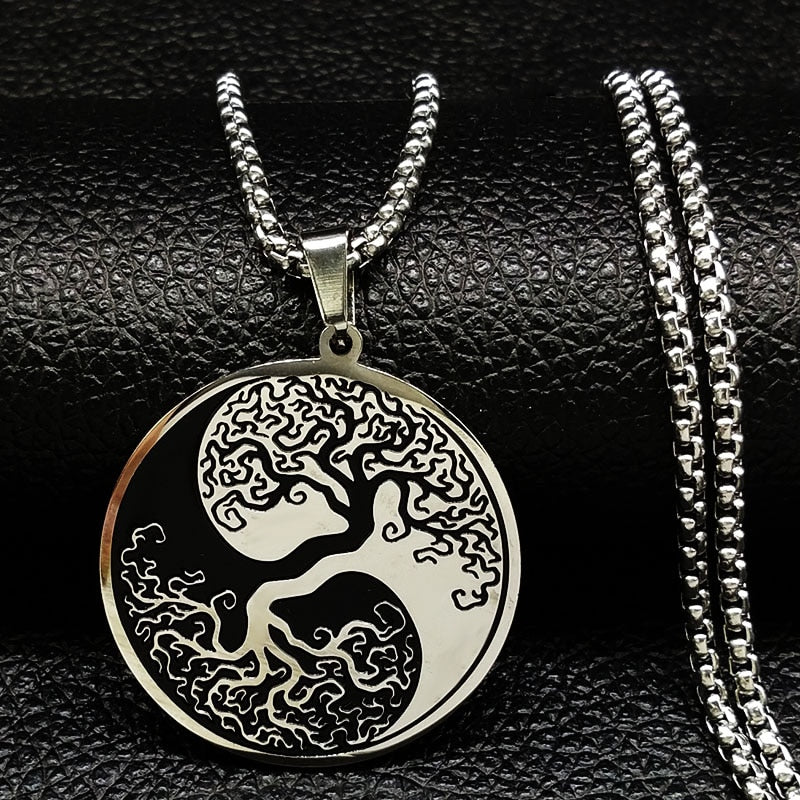 Tree of Life Enamel Stainless Steel Chain Necklaces