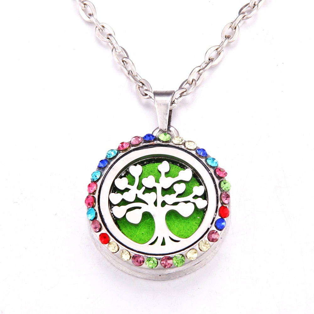 Colored zircon Tree of Life necklace