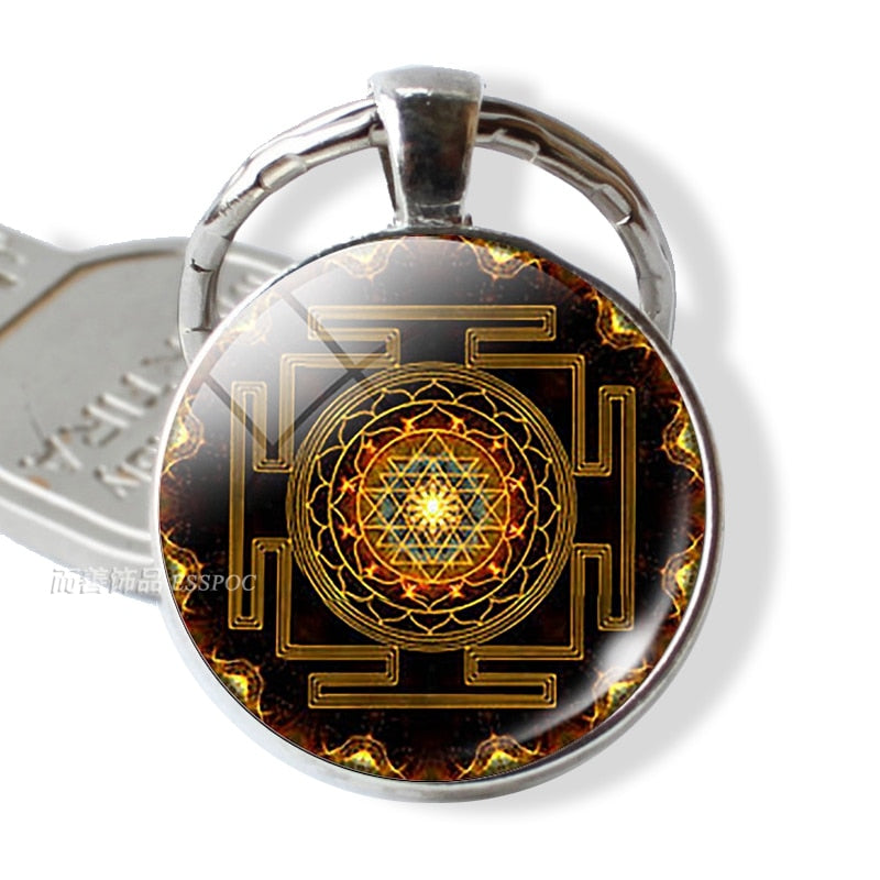 7 Chakra Yoga Om Symbol Keychain