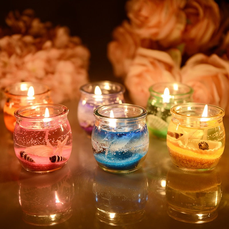 Marine jelly candle with glass jar