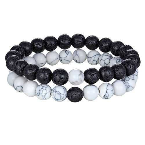 Couples Distance Bracelet Natural Stone Yoga Beaded Bracelet for Men Women