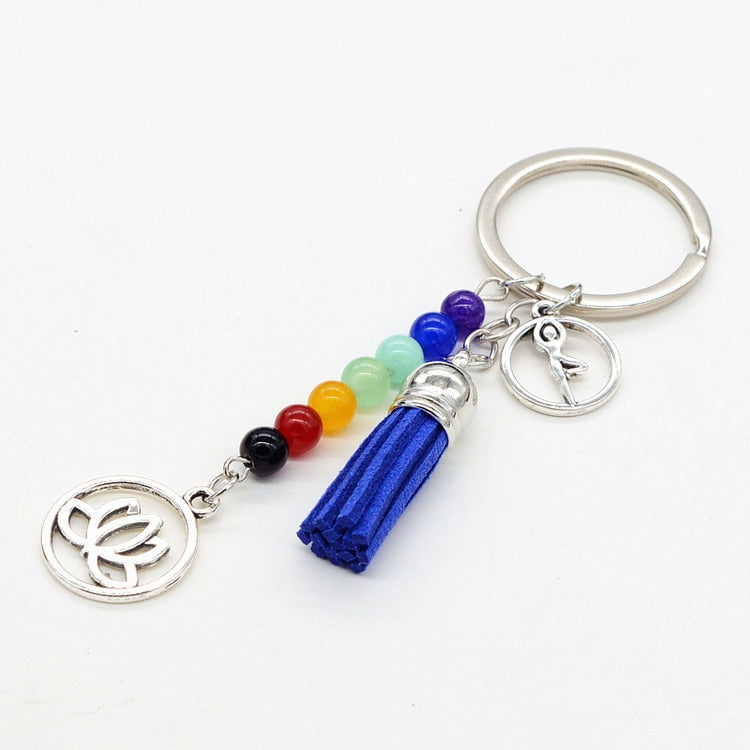 Healing Crystals Stone Chakra Pray Keychain