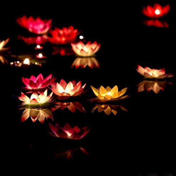 wishing  water floating candle light