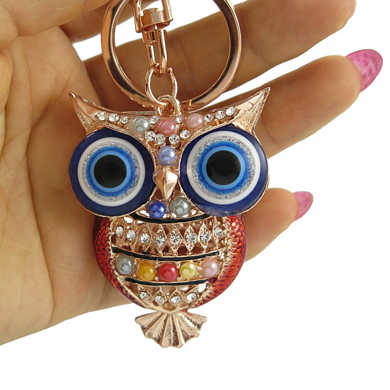 Evil Eye Owl Charm Keychain