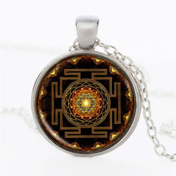 Chakra Spiritual Buddhist Sri Lanka Yantra Pendant Necklace
