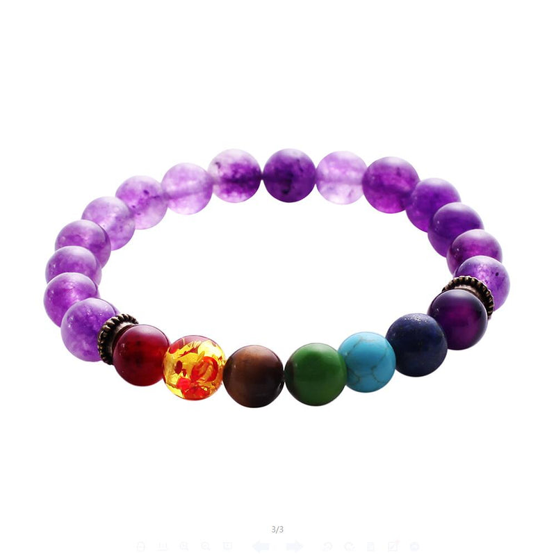 Chakra Mixed Stone Healing Pray Mala Beads Jewelry Balancing Bracelet
