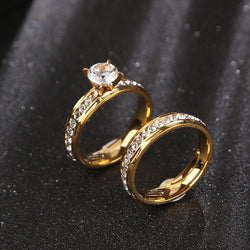 Gold Stainless Steel Engagement Ring