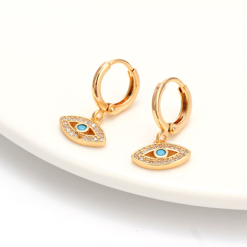 Lucky Eye Micro Pave Drop Earrings