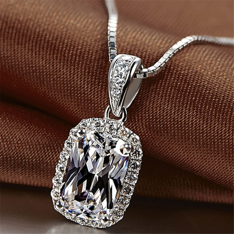 Gemstone Birthstone White Gold Pendant Necklace
