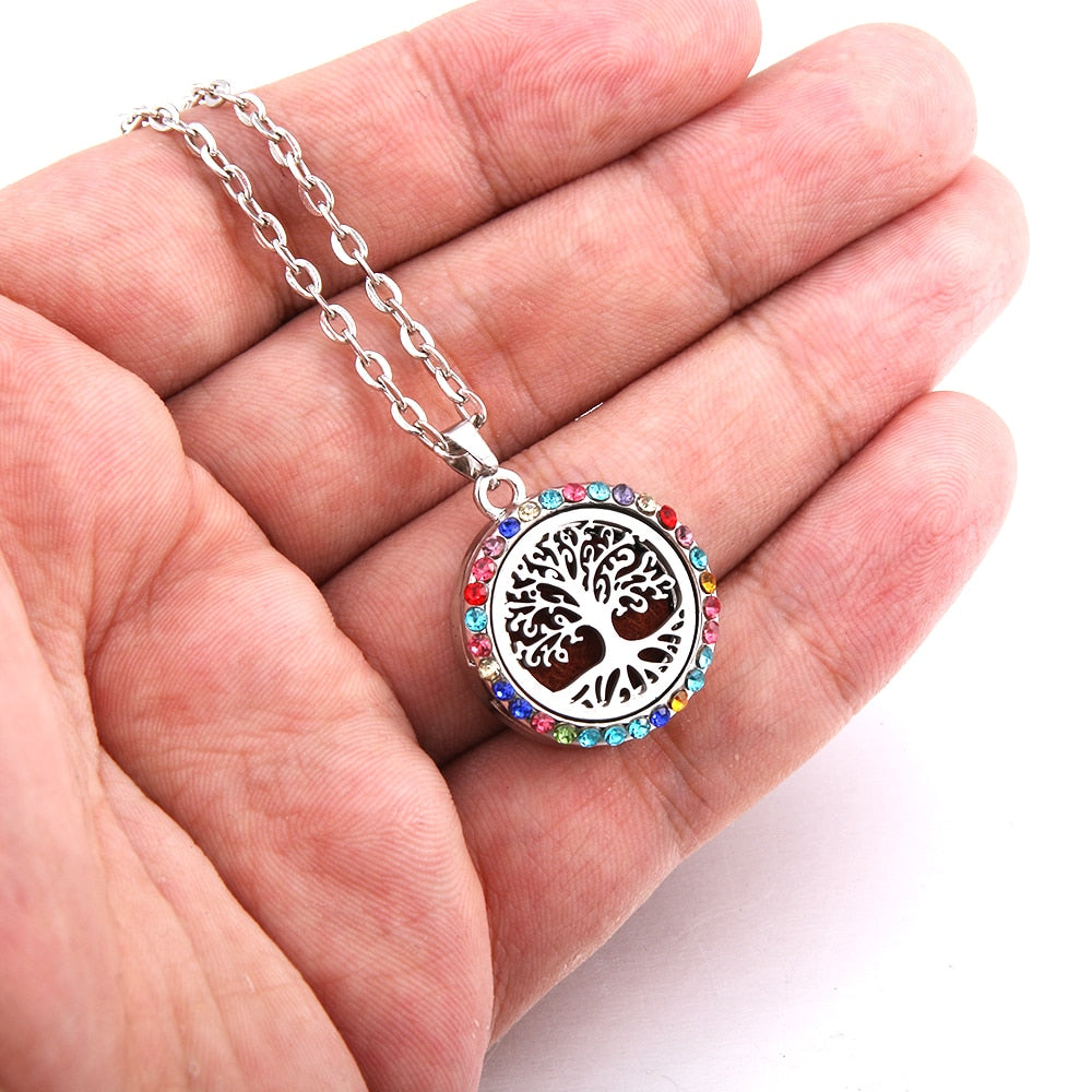Colored zircon Tree of Life necklace