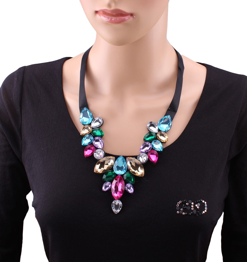 Water Drop Big Gem Bib Necklaces