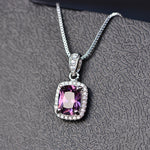 Gemstone Birthstone White Gold Pendant Necklace
