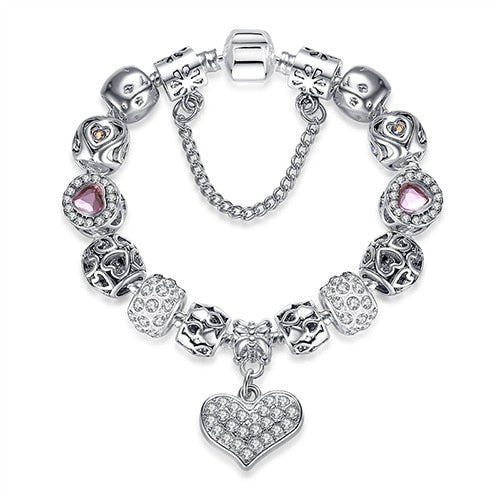Luxury Brand Women Bracelet Silver Color Crystal Charm Bracelet for Women