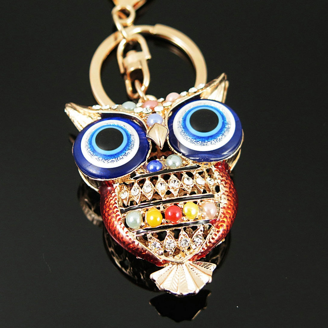 Evil Eye Owl Charm Keychain