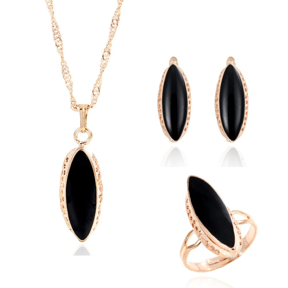 bridal gold color necklace earrings Ring