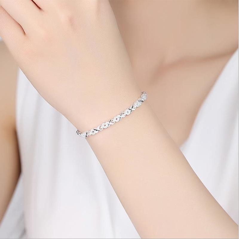 925 Sterling Silver Bracelets For Women Zircon Geometric Bracelet