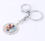 Reiki 7 Chakra Stones Keychain Tree of Life