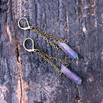 Raw Rainbow Quartz Crystal Drop Earrings