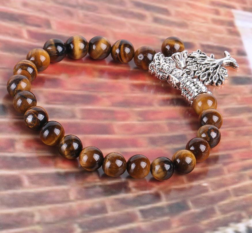 Natural Tiger Eye Gem Stone Reiki Healing Energy Mala Yoga Beads Bracelets