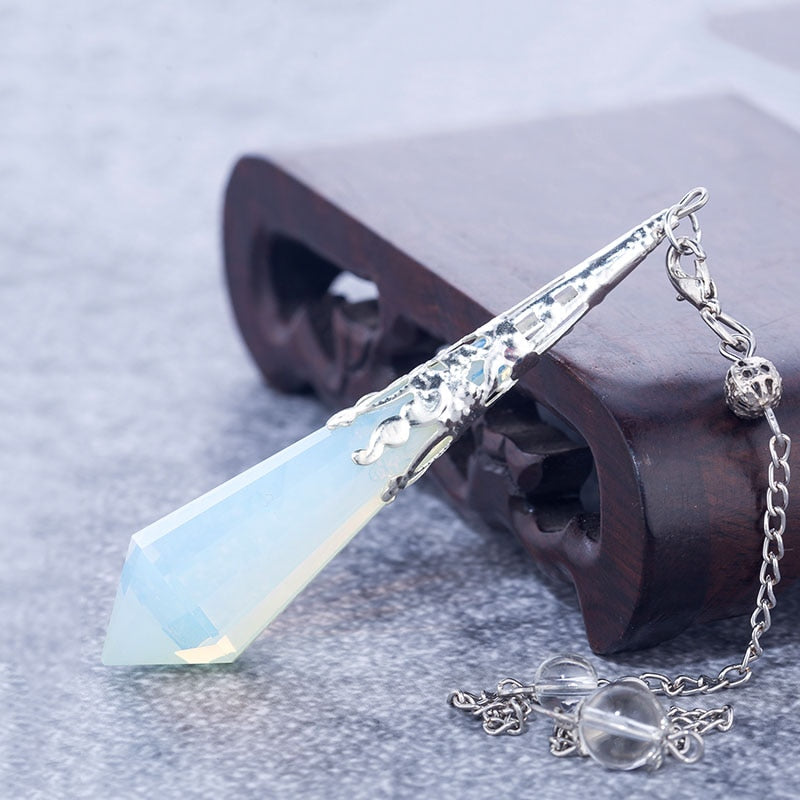 quartz Opalite opal pendulos sacred geometry healing crystals pendant