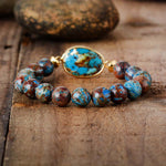 Bronzite Stone Tibetan Beads Women Stretchy Bracelets