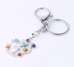 Reiki 7 Chakra Stones Keychain Tree of Life