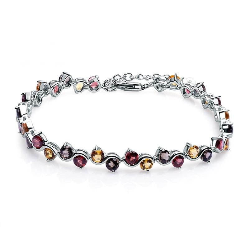 Natural Garnet Citrine Smoky Quartz Tennis Bracelet