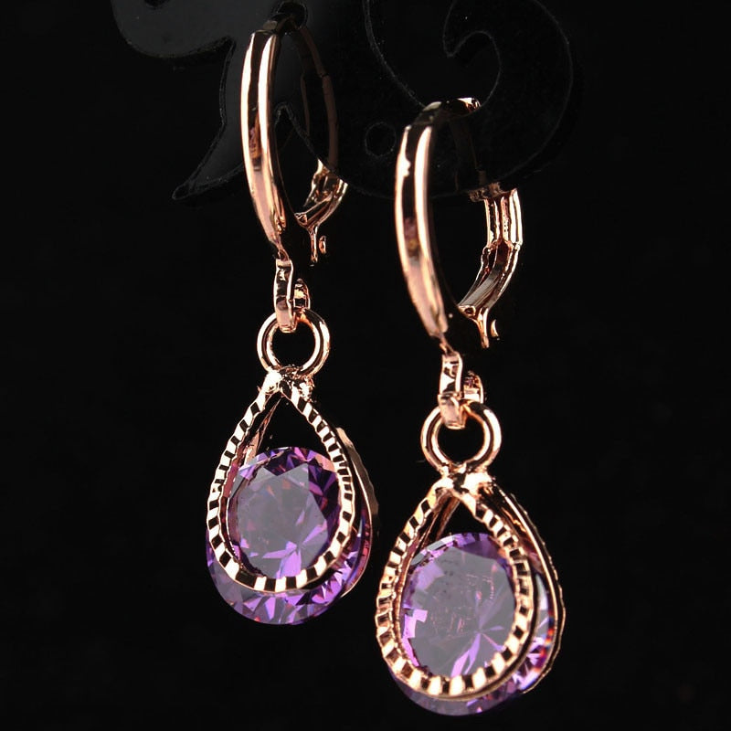 Drop CZ Crystal Earrings