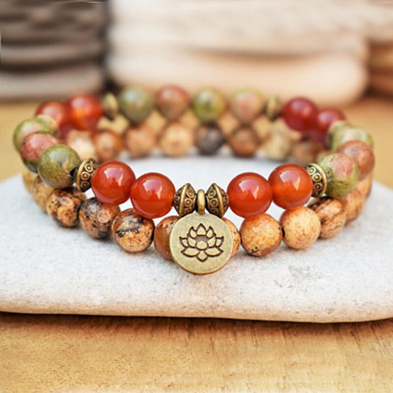 Lotus Wrist Mala Healing Crystal Lotus Bracelet