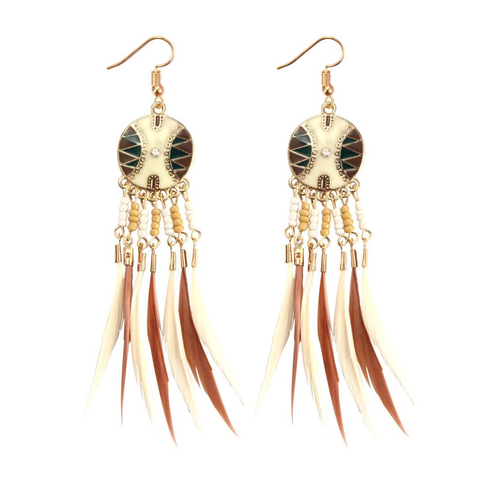 Feather Style Ethnic Boho Big Dangle Earring