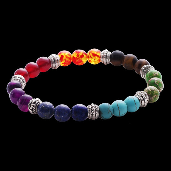 Chakra Mixed Stone Healing Pray Mala Beads Jewelry Balancing Bracelet