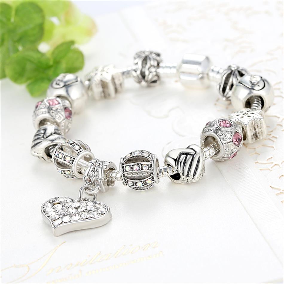 Luxury Brand Women Bracelet Silver Color Crystal Charm Bracelet for Women