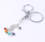 Reiki 7 Chakra Stones Keychain Tree of Life