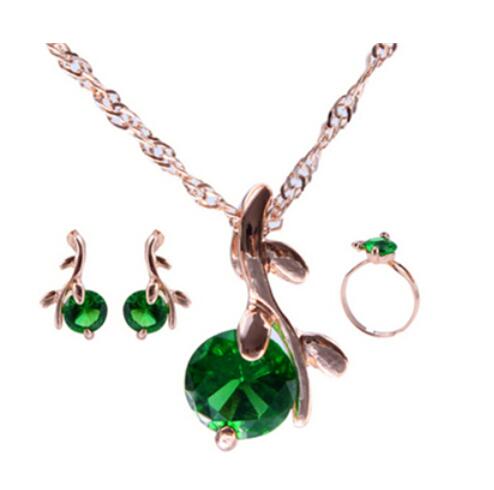 bridal gold color necklace earrings Ring