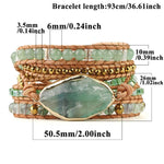 Aventurine Bead Leather Wrap Bracelet