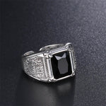 Crystal Retro Flower 925 Sterling Silver Men`s Wedding Rings