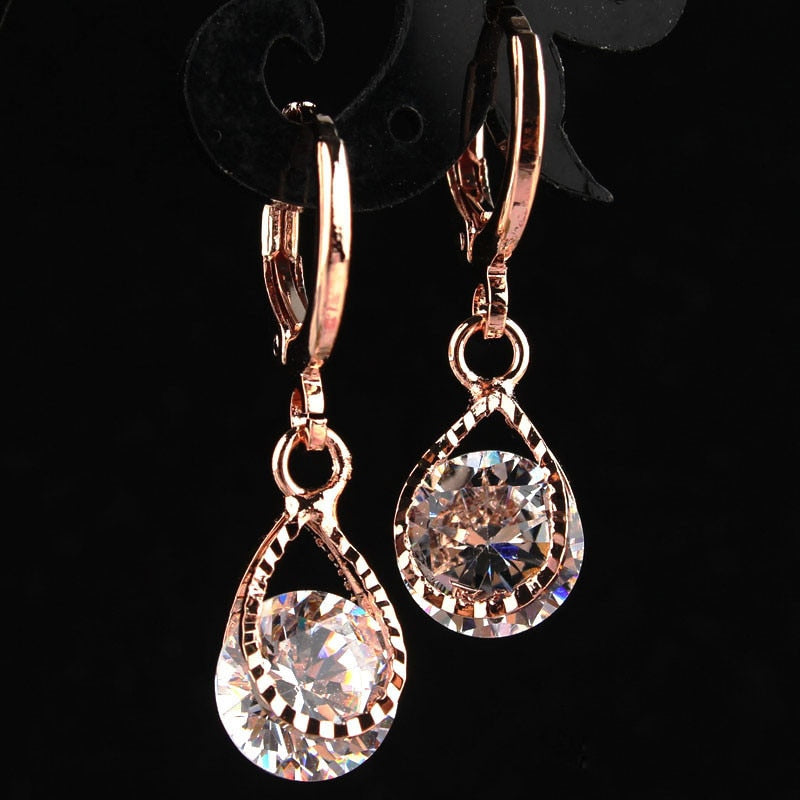 Drop CZ Crystal Earrings