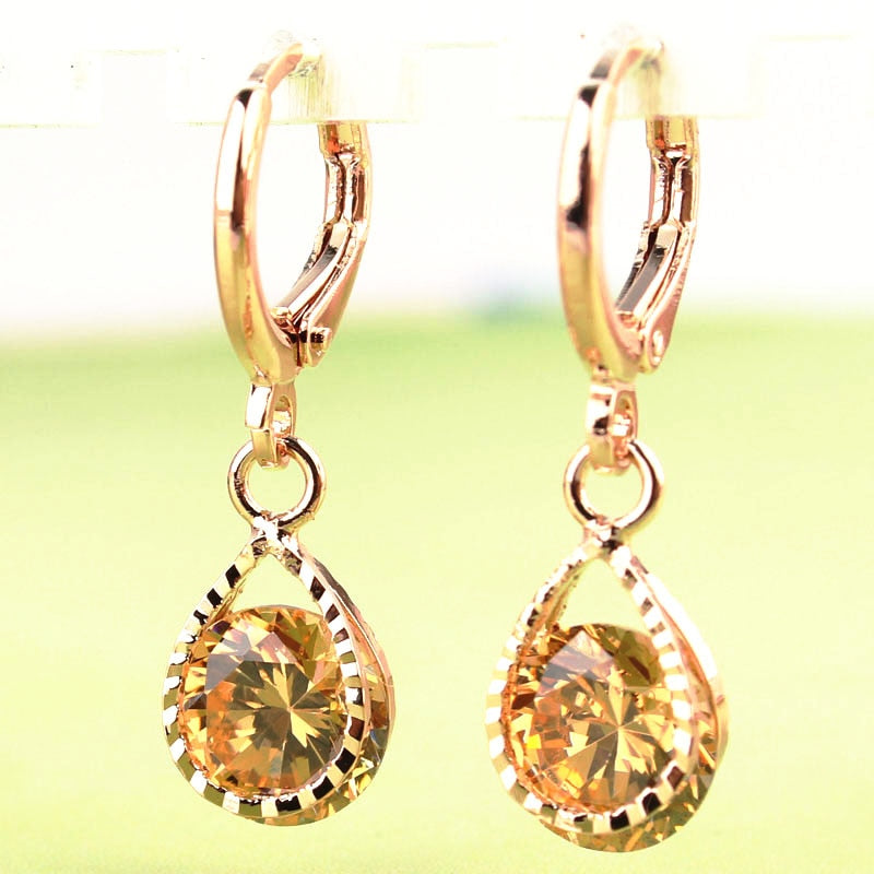 Drop CZ Crystal Earrings
