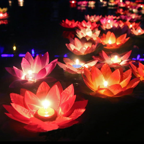 wishing  water floating candle light