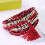 Leather Bracelet Charm Pearls Bracelets & Bangles
