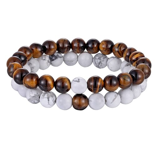 Couples Distance Bracelet Natural Stone Yoga Beaded Bracelet for Men Women