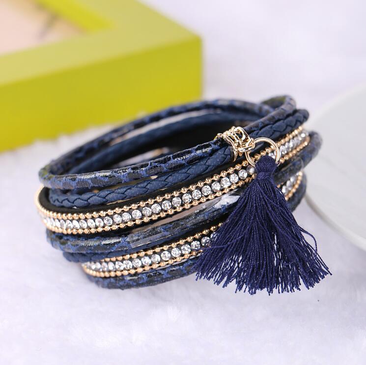 Leather Bracelet Charm Pearls Bracelets & Bangles