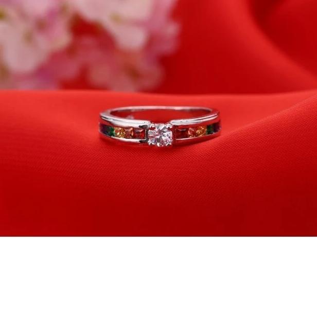 Colorized Crystal Women Wedding Rings