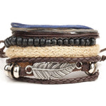 Leaf Feather Multilayer Leather Bracelet