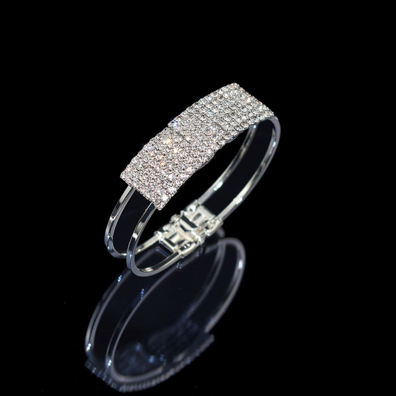 Crystal Cuff Bracelets for Women Gold Silver Plated Bracelet 