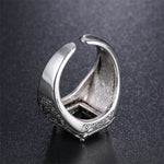 Crystal Retro Flower 925 Sterling Silver Men`s Wedding Rings