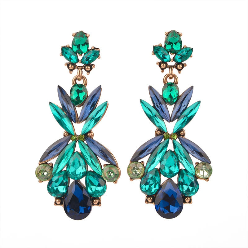 Zircon Leaf Crystal Water Drop Earrings